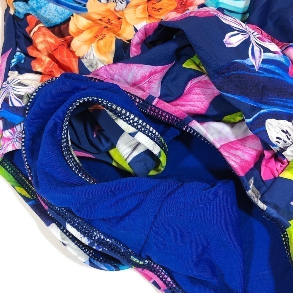 New La Blanca Blue Tropical Sweetheart One Piece 6 - Picture 8 of 11